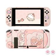 🍑 fanpl honey peach pro version case for nintendo switch - protective cover with 2 cat claw thumb grips logo