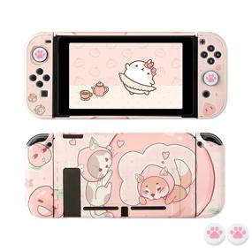 img 4 attached to 🍑 FANPL Honey Peach Pro Version Case for Nintendo Switch - Protective Cover with 2 Cat Claw Thumb Grips