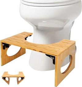 img 4 attached to 🚽 BQYPOWER Bamboo Squatting Toilet Stool - 8 Inch Foldable Bathroom Potty Stool for Adults and Children, with Non-Slip Mat - Enhances Natural Posture and Digestion