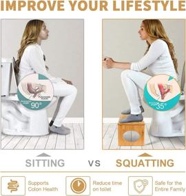 img 1 attached to 🚽 BQYPOWER Bamboo Squatting Toilet Stool - 8 Inch Foldable Bathroom Potty Stool for Adults and Children, with Non-Slip Mat - Enhances Natural Posture and Digestion