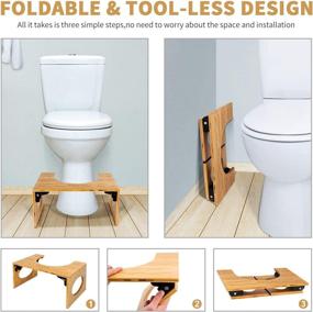 img 3 attached to 🚽 BQYPOWER Bamboo Squatting Toilet Stool - 8 Inch Foldable Bathroom Potty Stool for Adults and Children, with Non-Slip Mat - Enhances Natural Posture and Digestion