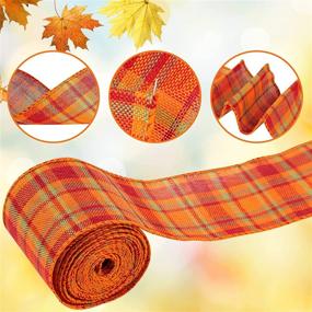 img 2 attached to 🍂 Whaline Fall Burlap Ribbon Set - 6 Rolls of 30 Yards Orange Plaid Thanksgiving Ribbon with Pumpkin Fall Leaves - Perfect for Wreath, Floral Bows, Craft Decor, Rustic Wrapping, and more! 2.5In Wired Edge