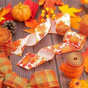 img 1 attached to 🍂 Whaline Fall Burlap Ribbon Set - 6 Rolls of 30 Yards Orange Plaid Thanksgiving Ribbon with Pumpkin Fall Leaves - Perfect for Wreath, Floral Bows, Craft Decor, Rustic Wrapping, and more! 2.5In Wired Edge