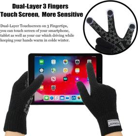 img 3 attached to 🧤 Winter Touchscreen Gloves for Men and Women - Fleece Lined Knit Anti-Slip Wool Glove with Warm Touch