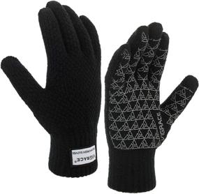 img 4 attached to 🧤 Winter Touchscreen Gloves for Men and Women - Fleece Lined Knit Anti-Slip Wool Glove with Warm Touch