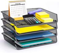 organize your office with 4 pack - simple trending stackable desk supplies and file tray organizer in black логотип