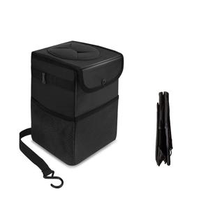 img 3 attached to RIOBOW Car Trash Can: Leak-Proof Organizer with Lid, Pockets & Waterproof Design (Large)