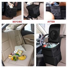 img 1 attached to RIOBOW Car Trash Can: Leak-Proof Organizer with Lid, Pockets & Waterproof Design (Large)
