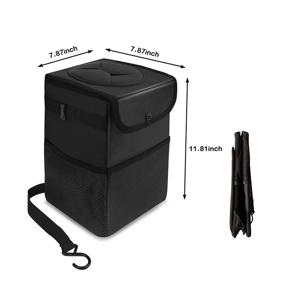 img 2 attached to RIOBOW Car Trash Can: Leak-Proof Organizer with Lid, Pockets & Waterproof Design (Large)