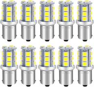 🔆 10-pack qoope super bright white vanity light bulbs- 1156 ba15s 1141 1073 7506 led, 5050 18-smd, replacement lamps for interior rv camper trailer lighting, marine boat yard light bulbs, 10-30v ac/dc logo