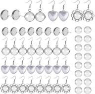 80-piece diy cabochon earrings kit with glass domes - includes 10 flower wire hook earrings, 10 round earring blanks, 10 heart earring cabochons, and 10 blank earring studs logo