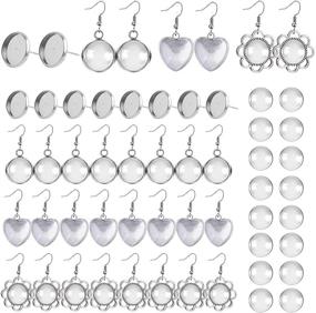 img 4 attached to 80-Piece DIY Cabochon Earrings Kit with Glass Domes - Includes 10 Flower Wire Hook Earrings, 10 Round Earring Blanks, 10 Heart Earring Cabochons, and 10 Blank Earring Studs