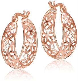 img 3 attached to 🌸 Sterling Silver Flower Filigree Hoop Earrings