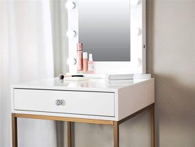 img 3 attached to 💄 Glamstation Makeup Vanity and Lighted Mirror Set, 10 Dimmable LED Lights, White With Gold/Silver Legs, Spacious Top for Accessories and Storage Drawer included