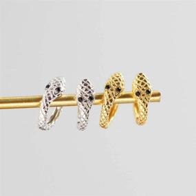 img 2 attached to 💎 Sterling Silver 925 Snake Small Hoop Earrings for Women Girls – Fashionable Cartilage Cuff Huggie Hoops, 8mm Tragus Earring – Personalized Punk Fashion Jewelry