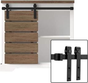 img 4 attached to 🚪 Enhance Your Space with FREDBECK 3FT Cabinet Sliding Barn Door Hardware Kit for TV Closet or Mini Single Door – No Cabinet Required