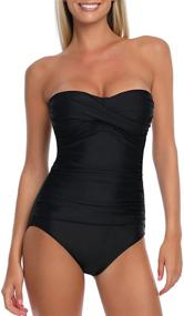 img 4 attached to Stay confident and stylish with RELLECIGA Women's Strapless Tummy Control Swimwear