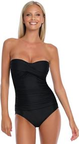 img 2 attached to Stay confident and stylish with RELLECIGA Women's Strapless Tummy Control Swimwear