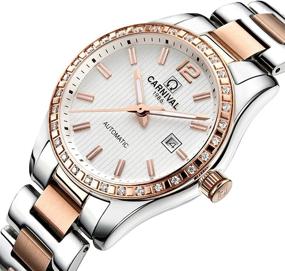 img 3 attached to Luxury Automatic Mechanical Stainless Steel Luminous Waterproof Watches for Women with Rhinestones