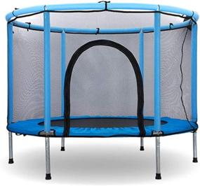 img 3 attached to Lucky Link 55 Inch Blue Mini Trampoline with Safety Enclosure Net - Perfect for Kids' Outdoor Home Fun!