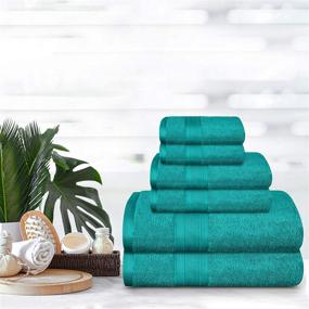 img 2 attached to Premium 100% Cotton Bathroom Towels Set - TRIDENT Soft and Plush, Extremely Absorbent, Super Soft, 500 GSM - Includes 2 Bath Towels, 2 Hand Towels, 2 Washcloths - Christmas Teal