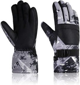 img 4 attached to Момоон Водонепроницаемые лыжные перчатки с сенсорным экраном из ПУ - Зимние перчатки для мальчиков, девочек, мужчин, женщин