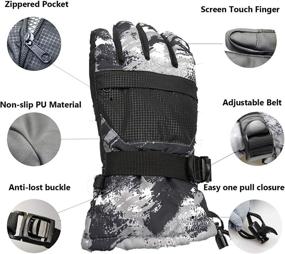 img 2 attached to Момоон Водонепроницаемые лыжные перчатки с сенсорным экраном из ПУ - Зимние перчатки для мальчиков, девочек, мужчин, женщин