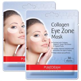 img 2 attached to 👁️ Purederm Deluxe Collagen Eye Mask: 30 Sheets, Натуральный антивозрастной комплект для женщин с уходом за морщинами, уменьшением темных кругов и устранением отеков - 2 упаковки.