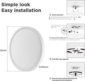 img 1 attached to 🔆 Taloya Dimmable Flush Mount LED Ceiling Light - 3 Color Options, 3000K/4000K/6500K, White 12inch, 20W=200W - Perfect for Bedroom and Kitchen - ETL Listed