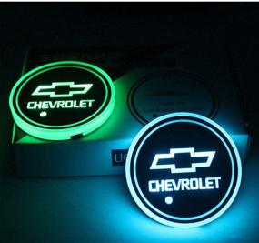 img 1 attached to 🚗 Светильники-подстаканники Chevrolet LED - Быстрая доставка FBA - Светильники с логотипом автомобиля с разноцветной подсветкой - USB зарядные панели - Светильники для создания атмосферы в салоне - Декоративные светильники (2 шт)