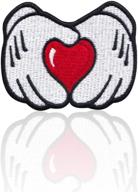 ❤️ mickey mouse heart hands iron-on & sew-on embroidered applique for t-shirts, denim jackets, hats, bags - diy craft decoration (white/red) logo