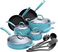 🍳 finnhomy 14-piece blue cookware set: nonstick aluminum pots and pans with hard porcelain enamel, ceramic coating, and new technology double nonstick coating logo