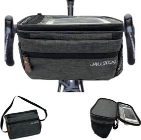 img 4 attached to Jau2029 Bike Handlebar Bag - Ultimate Road Bike Bag with Mesh Pocket, Water Bottle Holder, Reflective Strips & Shoulder Strap