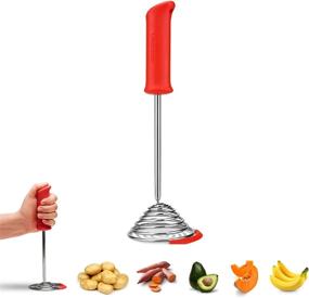 img 4 attached to 🥔 Dreamfarm Smood: Red One-Handed Stainless-Steel Spring Coil Vegetable and Potato Masher with Soft Grip and Bowl Scraper