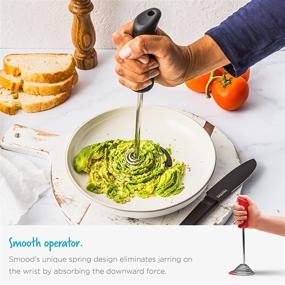 img 1 attached to 🥔 Dreamfarm Smood: Red One-Handed Stainless-Steel Spring Coil Vegetable and Potato Masher with Soft Grip and Bowl Scraper