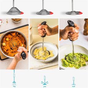 img 3 attached to 🥔 Dreamfarm Smood: Red One-Handed Stainless-Steel Spring Coil Vegetable and Potato Masher with Soft Grip and Bowl Scraper