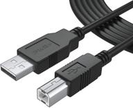 🔌 high-quality 12ft usb printer cable 2.0 - compatible with hp officejet laserjet envy, canon pixma, epson workforce, brother, silhouette cameo, dell scanner fax cord" logo