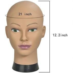 img 2 attached to MRTOUMO Bald Mannequin Head for Wigs: Professional Cosmetology Training Head for Wig Making and Display with Hat, Helmet, Glasses - Free T-Pins Included