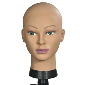 img 4 attached to MRTOUMO Bald Mannequin Head for Wigs: Professional Cosmetology Training Head for Wig Making and Display with Hat, Helmet, Glasses - Free T-Pins Included