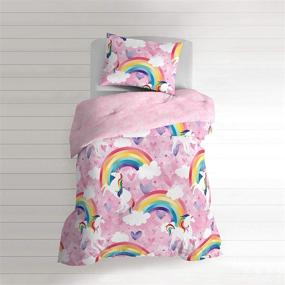 img 2 attached to 🌈 Dream Factory Unicorn Rainbow Comforter Set: Pink Twin Bedding for a Dreamy Paradise