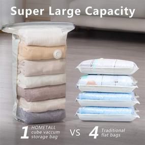 img 3 attached to 🌑 Space Saver Vacuum Storage Bags by Hometall - Cube Sealer Bags for Bedding, Clothing, Comforters, Quilts, Blankets - 6 Pack Compression Bags (3 Jumbo & 3 Medium) with Pump