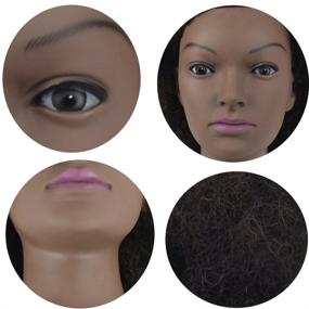 img 1 attached to 🏾 Professional Afro Mannequin Head: 100% Human Hair 8" Cosmetology Manikin Training Head with Clamp - Free Shipping!