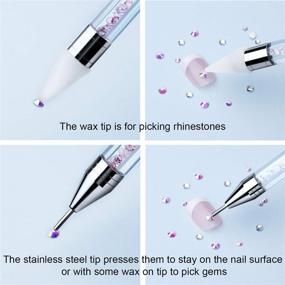 img 2 attached to 💅 2-Pack Rhinestone Picker Dotting Pens - Dual-ended Crystal Beads Studs Picker Tool - Rhinestone Gems Crystals Wax Pencil Pen with Pink and White Handle - DIY Manicure Nail Art Decoration