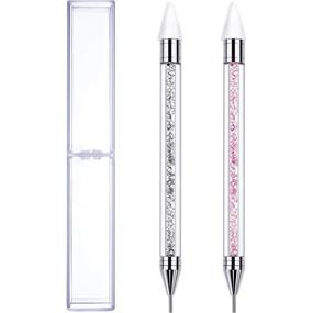 img 4 attached to 💅 2-Pack Rhinestone Picker Dotting Pens - Dual-ended Crystal Beads Studs Picker Tool - Rhinestone Gems Crystals Wax Pencil Pen with Pink and White Handle - DIY Manicure Nail Art Decoration