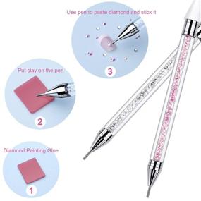 img 1 attached to 💅 2-Pack Rhinestone Picker Dotting Pens - Dual-ended Crystal Beads Studs Picker Tool - Rhinestone Gems Crystals Wax Pencil Pen with Pink and White Handle - DIY Manicure Nail Art Decoration