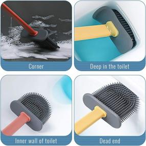 img 1 attached to 🚽 Efficient Wall-Mounted Toilet Bowl Brush and Holder Set - 2pcs Scrubber Wand Brushes with Deep-Cleaning Silicone, Non-Slip Long Handle for Bathroom