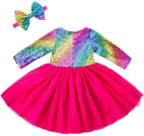 img 3 attached to 👧 Sparkling Toddler Sequin Party Dress with Long Sleeve in Rose Gold/Offwhite - Cilucu Flower Girl Dresses