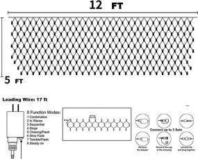 img 3 attached to 🎄 Funpeny Christmas LED Net Lights – 12 FT x 5 FT Outdoor String Lights with 360 LEDs – 8 Modes Waterproof Connectable Xmas Decorations for Indoor/Outdoor Bushes, Garden, Party, Holiday Decor (Warm White)