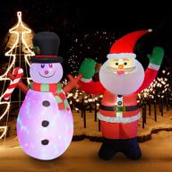 5ft christmas inflatable decorations set - rotating lights snowman and bright lights santa claus, indoor outdoor yard decor blow-up for lawn garden logo