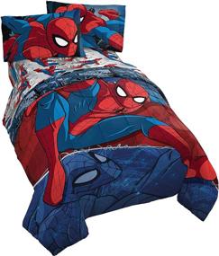 img 4 attached to Marvel Spiderman Burst Twin Bed Set - 4 Piece Reversible Comforter & Sheet Set - Super Soft Fade Resistant Microfiber Bedding - Official Marvel Product